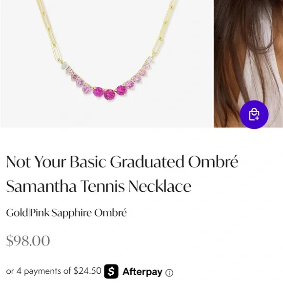 New Melinda Maria Gold and Pink Sapphire Ombre Necklace - Picture 1 of 3